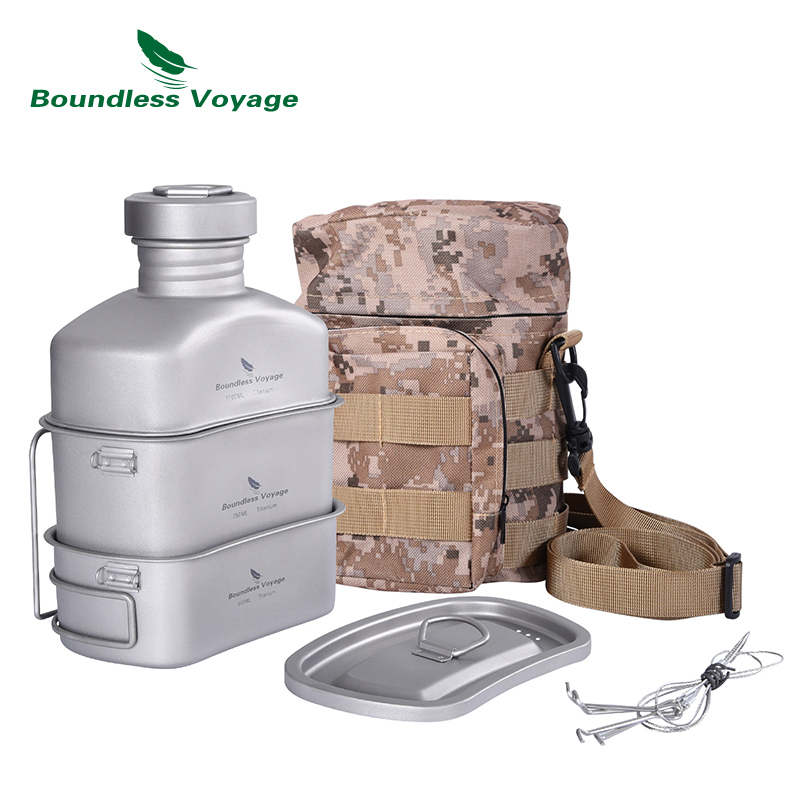 Camping Outdoor Cooking Equipment - Boundless Voyage Outdoor Military Canteen Bottle