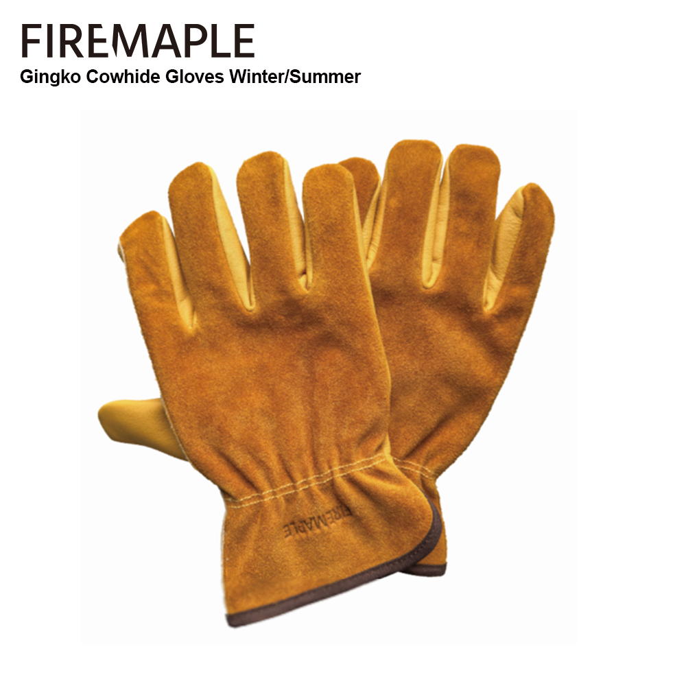 Camping Cooking Fire - Fire-Maple Gingko Cowhide Leather Work Gloves