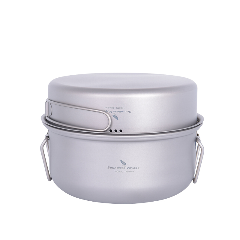 Camping Cooking Pot Set - Boundless Voyage Titanium Steamer Outdoor Camping