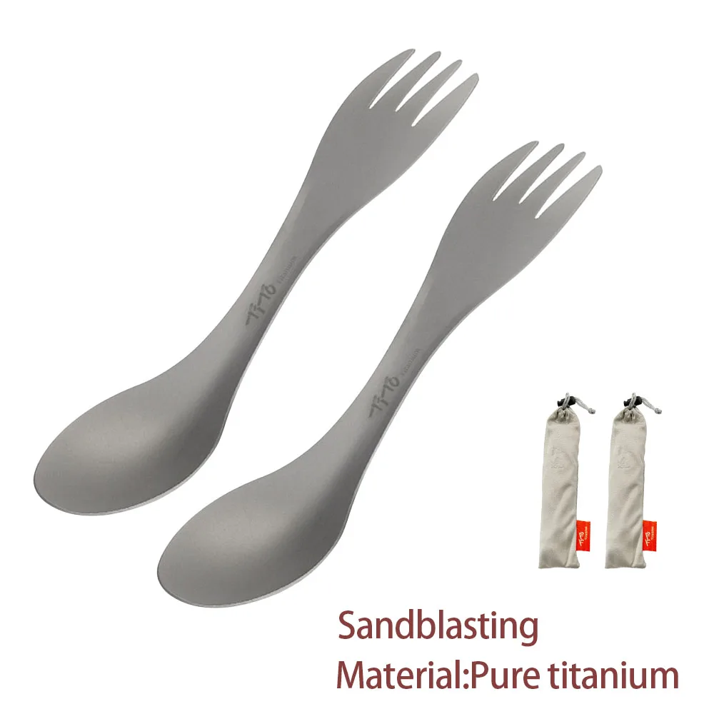 Camping Outdoor Cooking Equipment - Titanium Spork 2-in-1 Spoon Ultralight Cookware