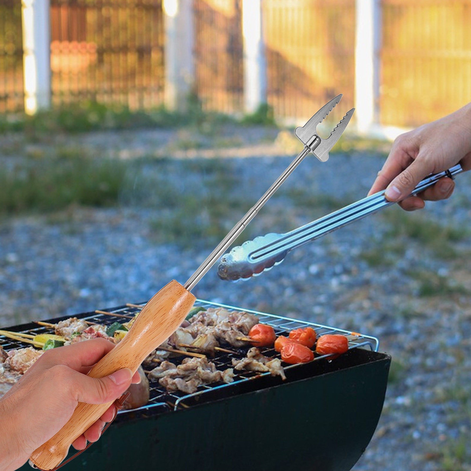 Camping Cooking Fire - Stainless Steel Extendable Bbq Skewers Telescoping