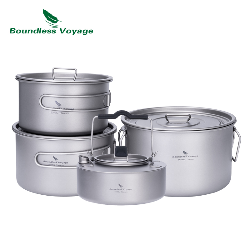 Camping Cooking Pot Set - Boundless Voyage Titanium Pot Stockpot Cooking