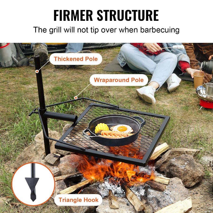 Swivel Campfire Grill for Fire - Camping Cooking Grate ulasan dan harga
