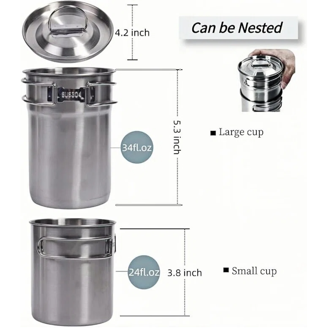 Foldable Camping Cups Mugs Cam - Camping Cooking Pot With Lid ulasan dan harga