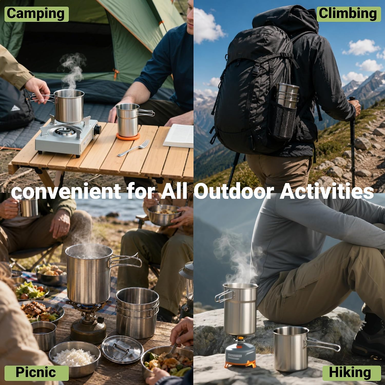Foldable Camping Cups Mugs Cam - Camping Cooking Pot With Lid ulasan dan harga