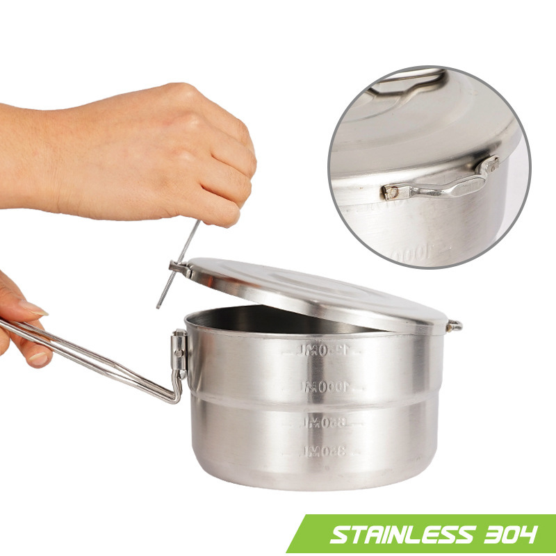 Outdoor Stainless Steel Cookin - Camping Cooking Pot With Lid ulasan dan harga