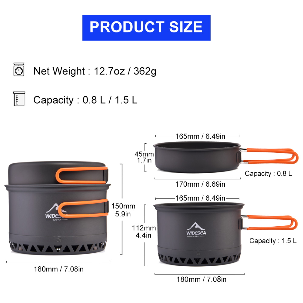Widesea Camping Pot 1.3L 2.3L  - Camping Cooking Set Jetboil ulasan dan harga