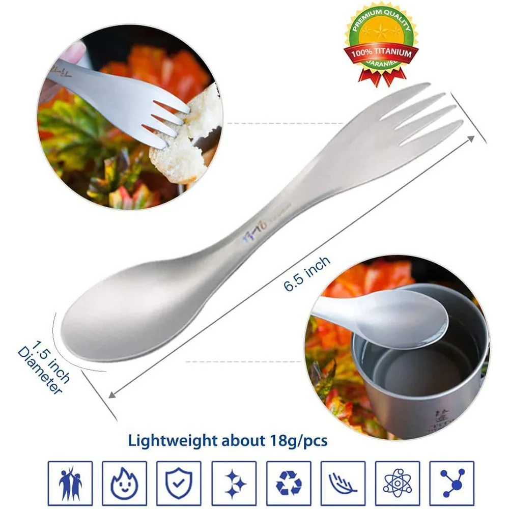 Titanium Spork 2-in-1 Spoon Ul - Camping Outdoor Cooking Equipment ulasan dan harga