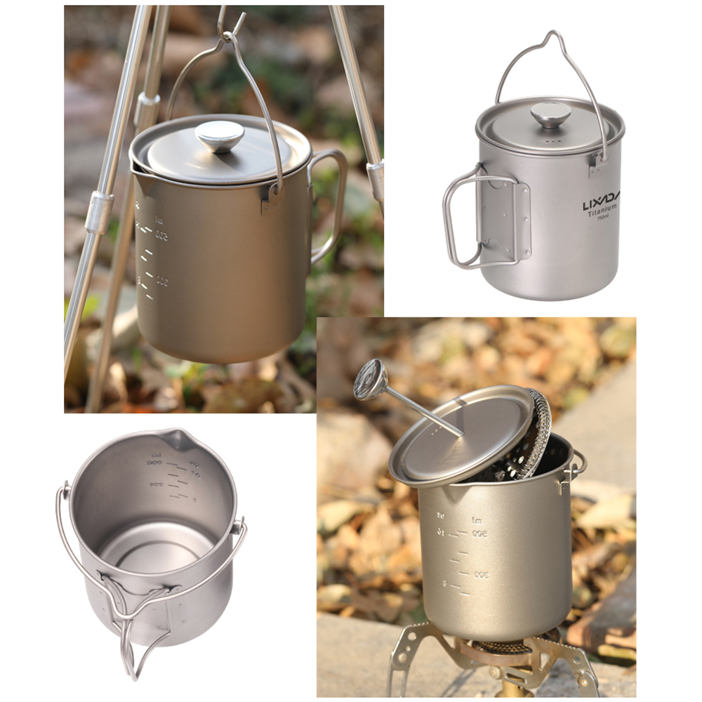 Ti Coffee Cup Lixada 750ml Tit - Camping Cooking Pot With Lid ulasan dan harga