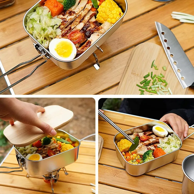 304 Stainless Steel Lunch Box  - Camping Cooking Container ulasan dan harga