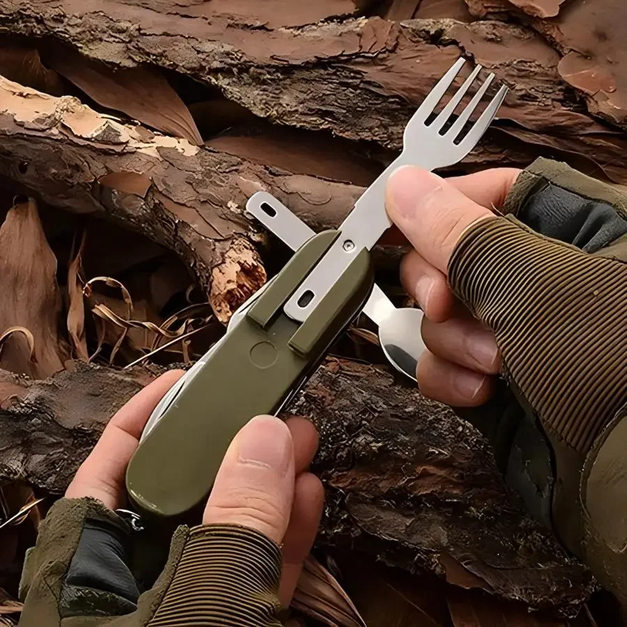 Camping Gear 5-in-1 Stainless  - Camping Cooking Utensil Set ulasan dan harga
