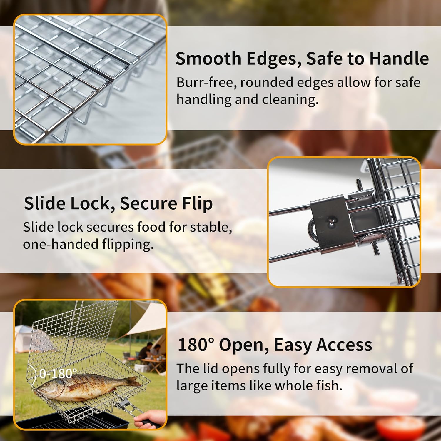 Grill Basket Large Portable Fo - Camping Cooking Gifts ulasan dan harga