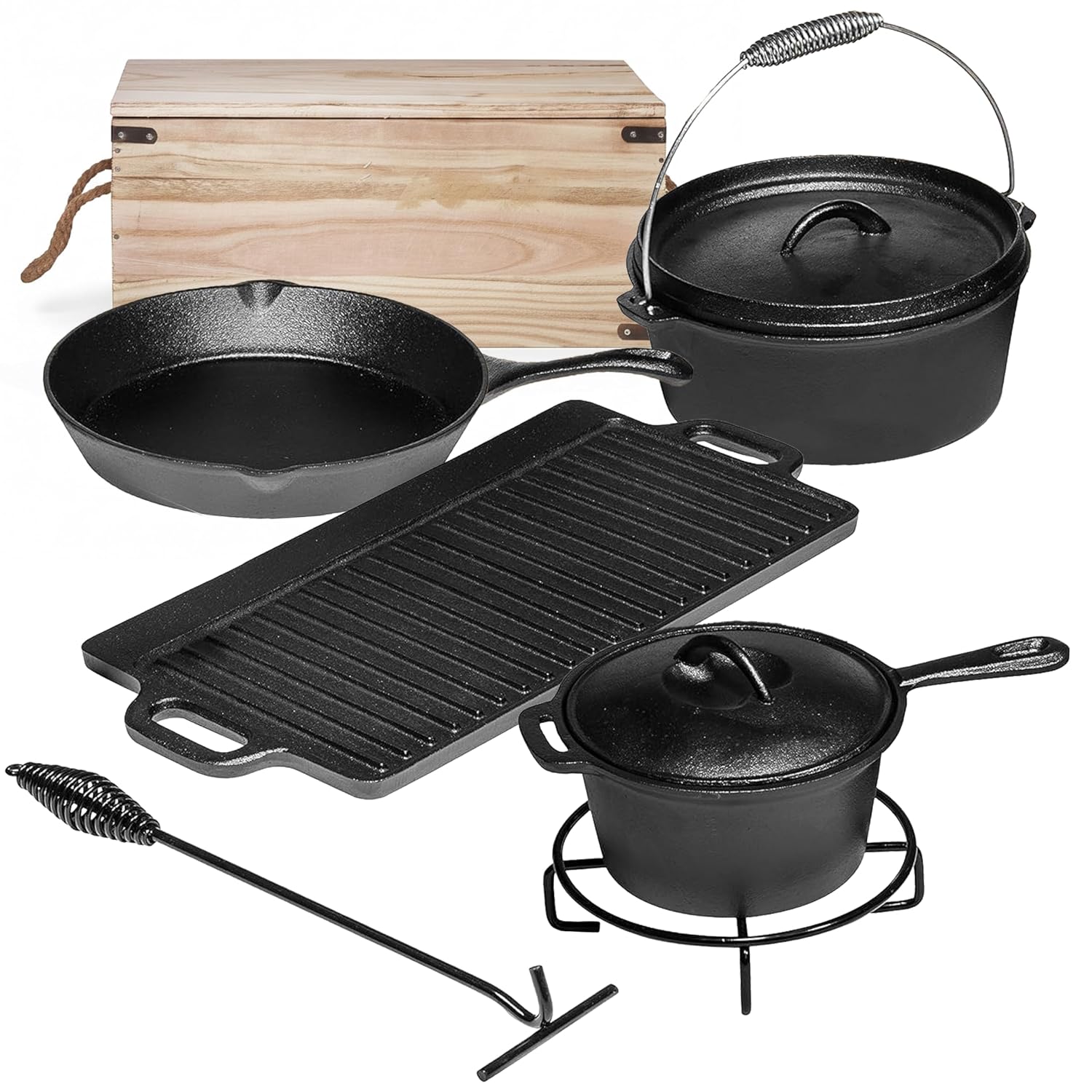 Camping Cooking Set Of 7. Pre  - Camping Cooking Pot With Lid ulasan dan harga