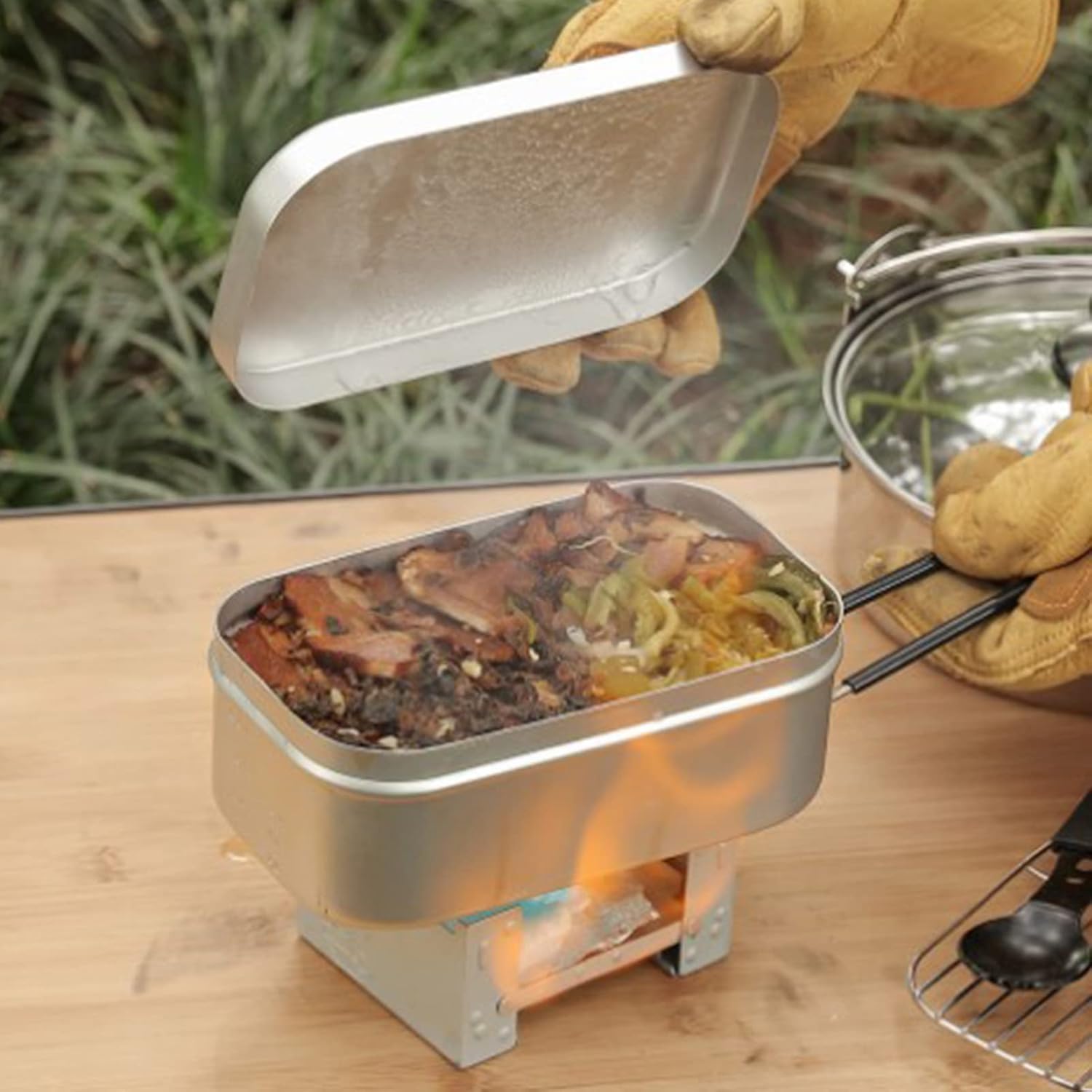 Foldable Bento Box Handle, Lun - Camping Outdoor Cooking Equipment ulasan dan harga