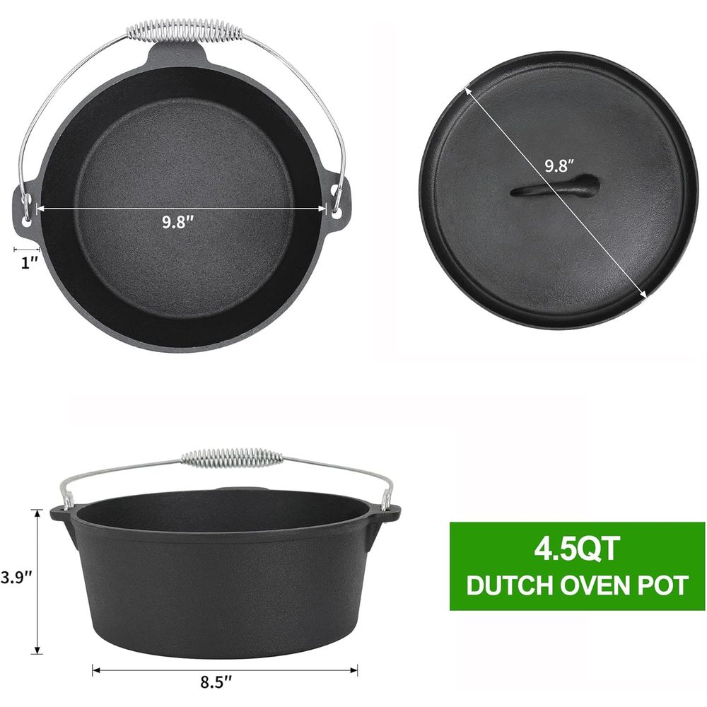 8 Piece Pre-Seasoned Dutch Ove - Vintage Camping Cooking Set ulasan dan harga