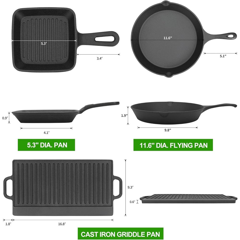 8 Piece Pre-Seasoned Dutch Ove - Vintage Camping Cooking Set ulasan dan harga